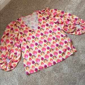 Traffic People Multicolor V-Neck Blouse